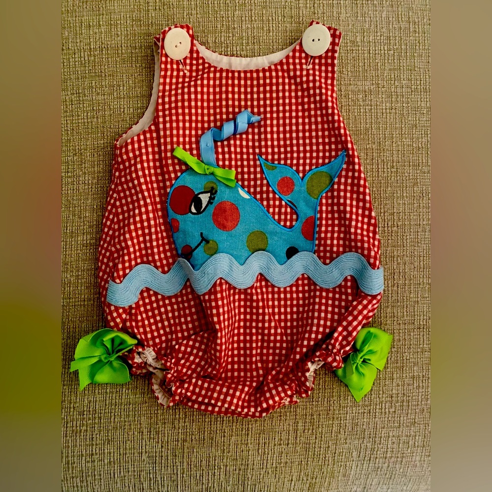 Red whale romper